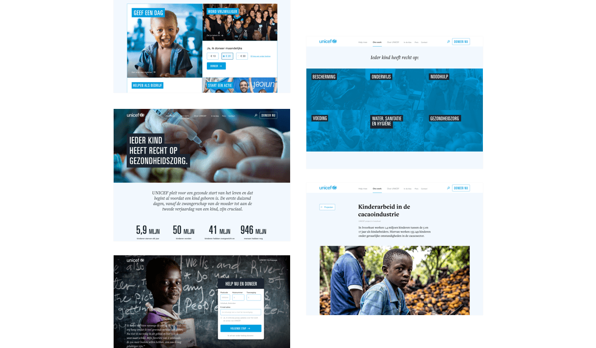 UNICEF website designs